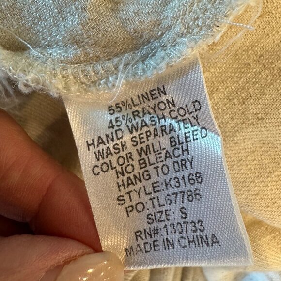 Umgee A-Line oatmeal short sleeve raw edge dress size small - Picture 9 of 9